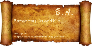 Barancsy Atanáz névjegykártya